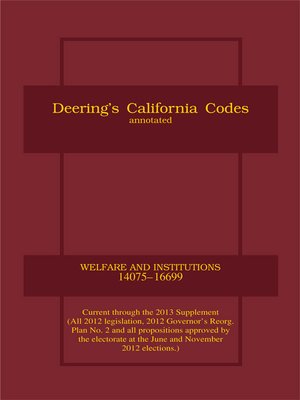 cover image of Deering's California Welfare and Institutions Code, Annotated